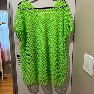 See Through Neon Green Mesh Top